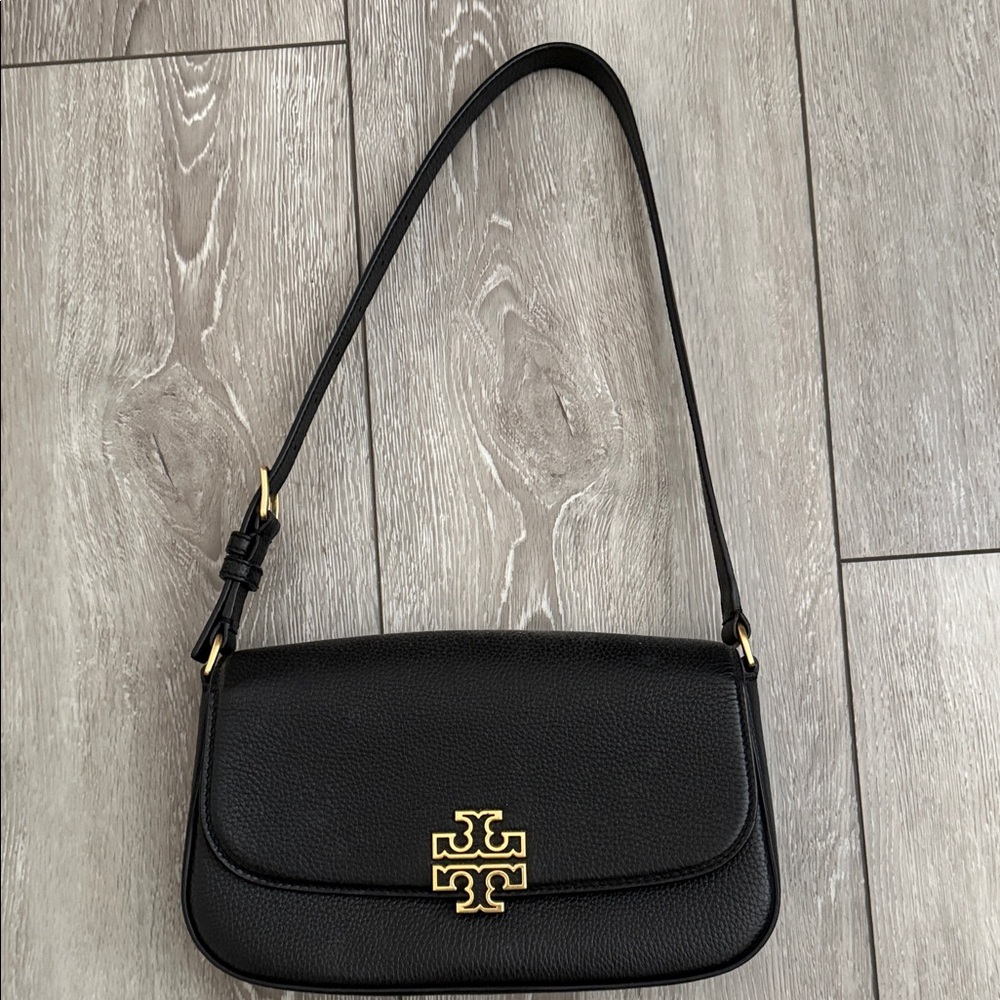 Tory Burch Black Shoulder Bag with Gold Logo